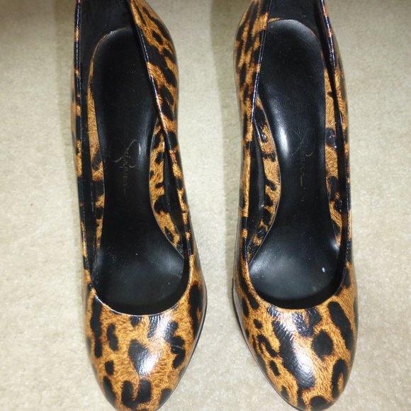 JESSICA SIMPSON brown & black animal print chunky platform pumps - Picture 2 of 10